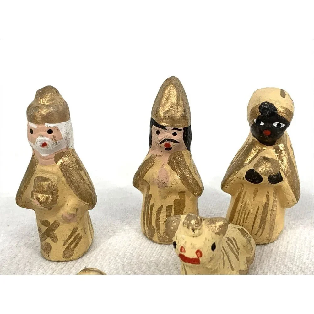 Mexican Nativity Handmade Clay Pottery Folk Art 14 Pc Miniature